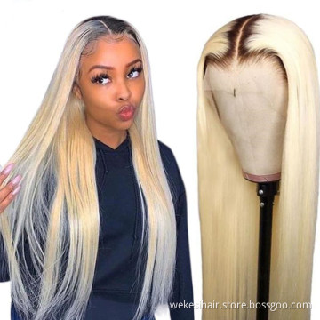 Raw European Natural 613 Blonde Cuticle Aligned Human Hair Frontal HD Full Lace Wig,Brazilian Thin Swiss HD Lace Wig Virgin Hair